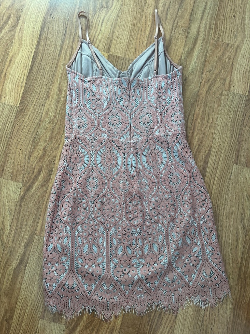 Women’s Rose Lace Slip Dress with Scalloped Hem (Express) - Picture 5 of 6